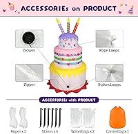 Vista 5 de DomKom [Nuevo] Decoraciones inflables de 6 pies para pastel de cumpleaños al aire libre con velas, luces LED mágicas integradas, para fiesta