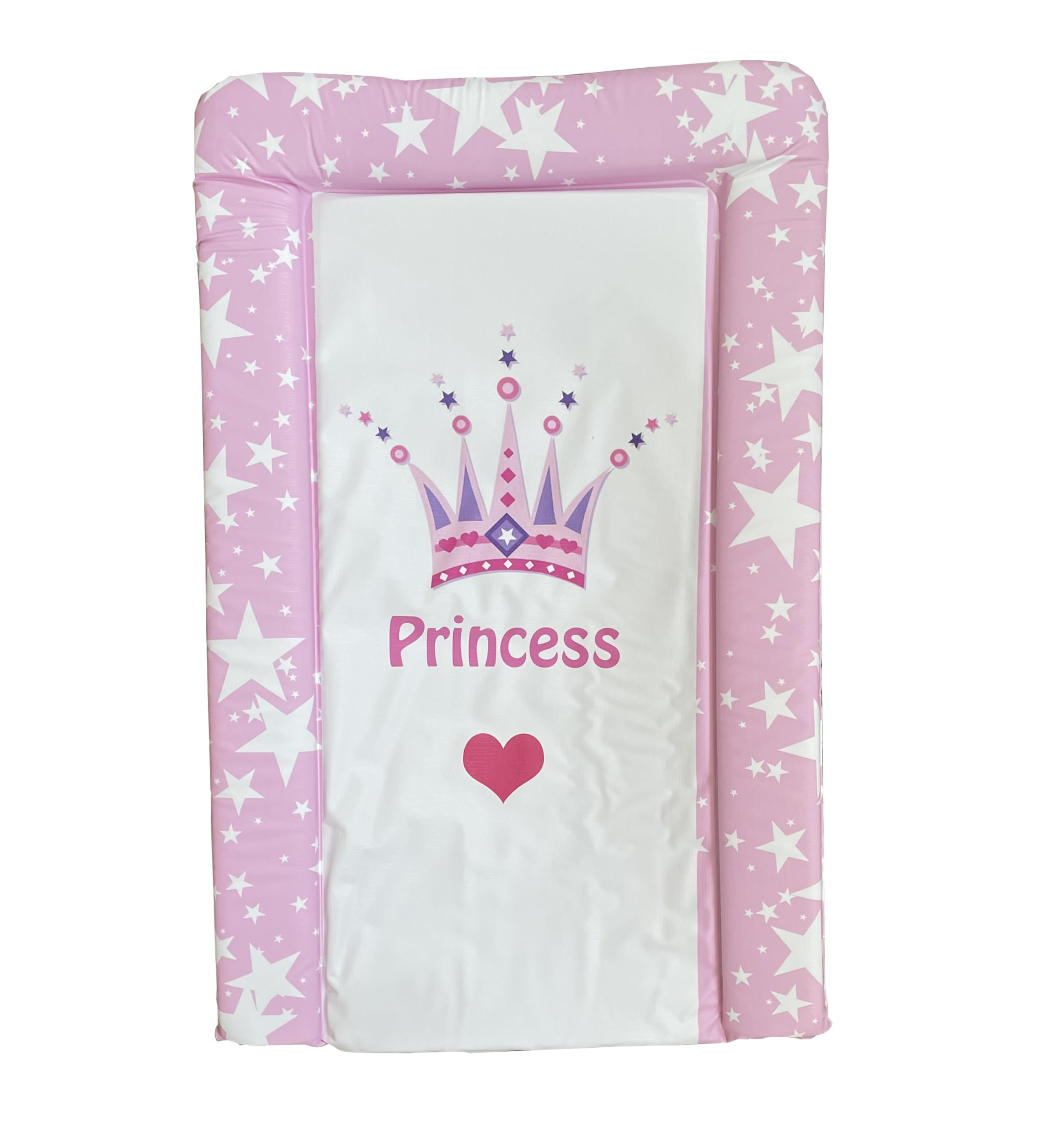 Babybase Baby Changing Mat – Padded with Raised Sides | Non-Toxic Waterproof PVC | Easy Clean| Newborn & Infant Changing Pad (Princess Star)