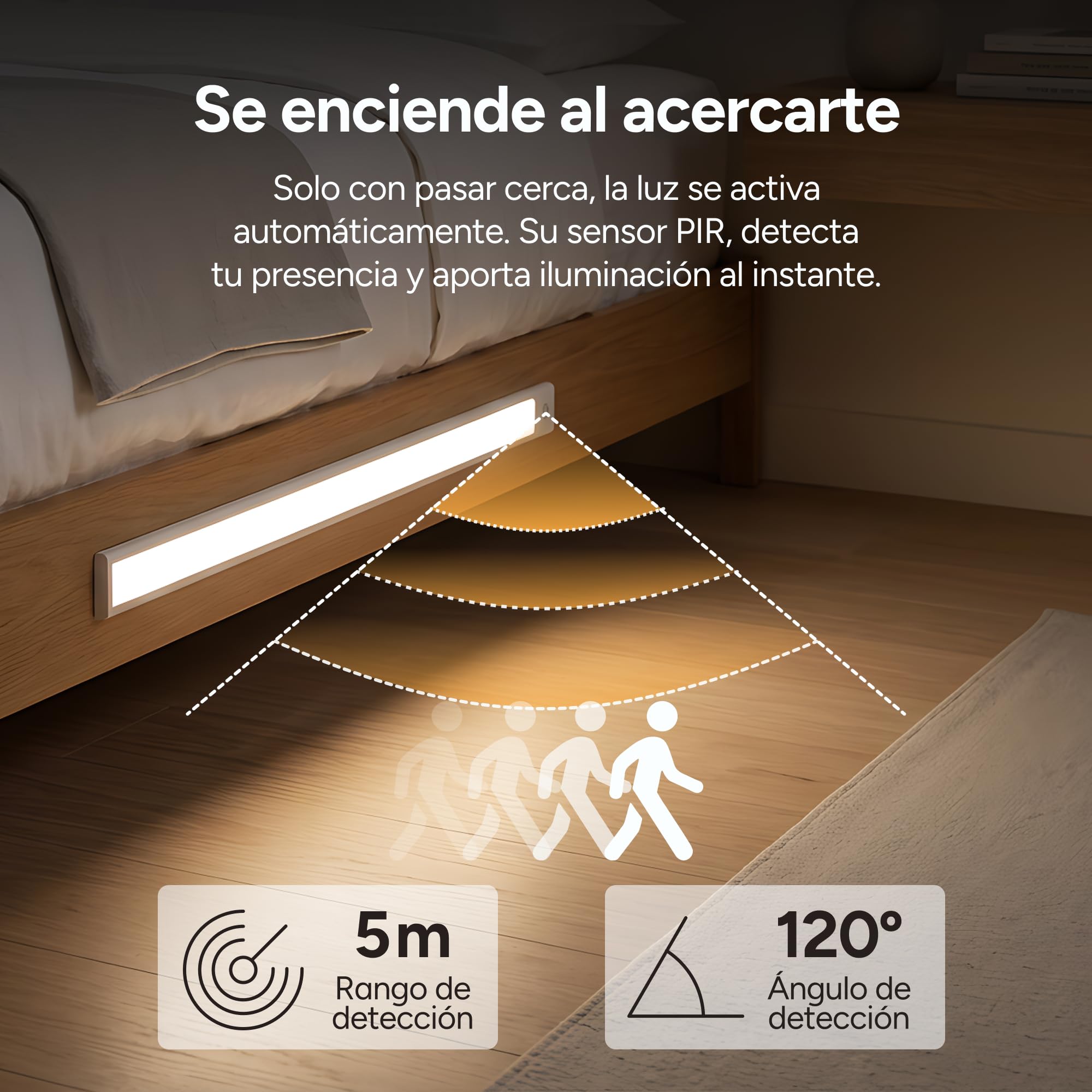 TIRA ILUMINACION LED CON SENSOR KSIX BATERIA 60CM BLANCO