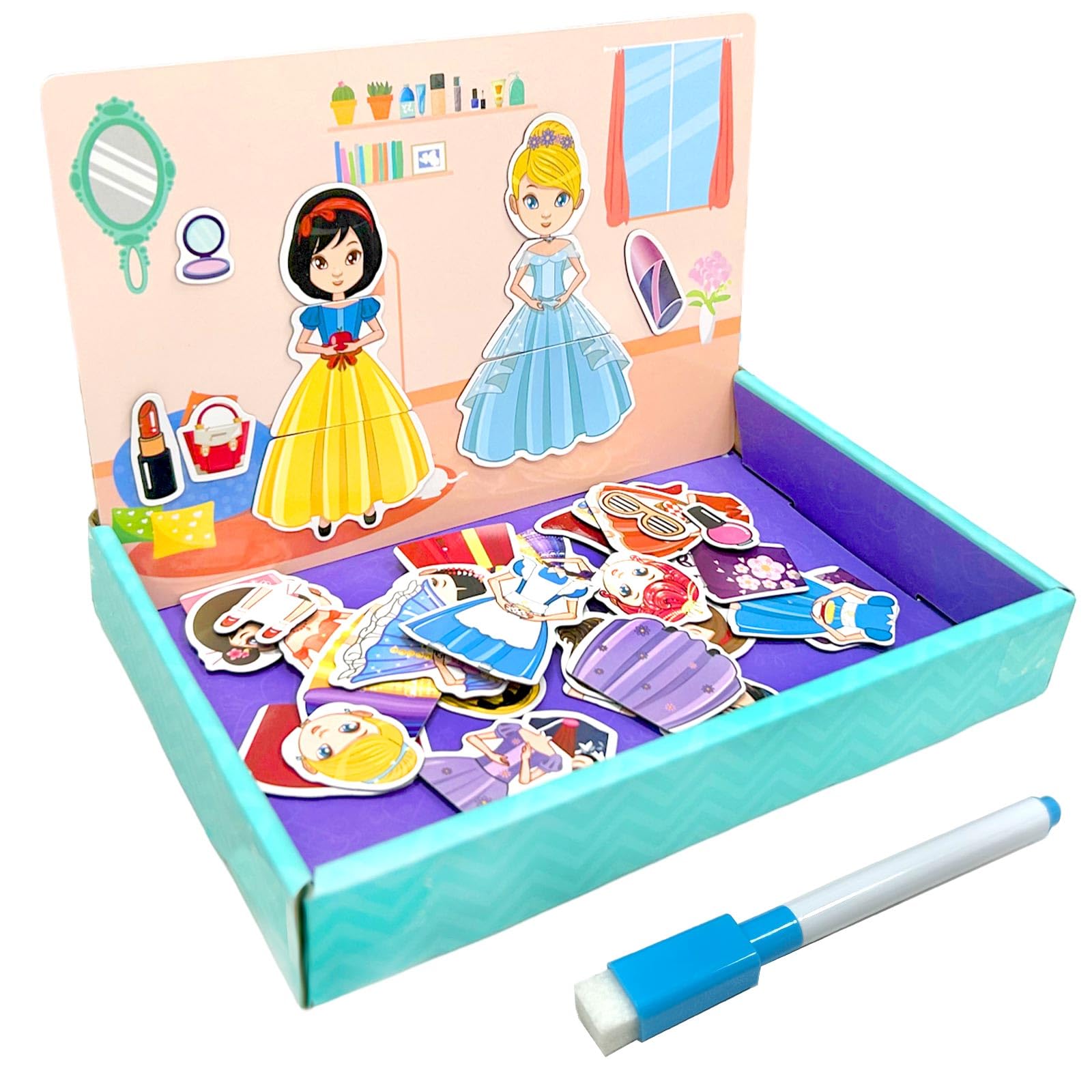 Magnetic Dress Up Dolls Book, Magnetic Dress-Up Dolls, Princess Magnetic Dress-Up Play Set, Dress Up Princess Magnetic Puzzle Toy, Educational Montessori Toys, Dolls Sticker Book, Gifts for Girls