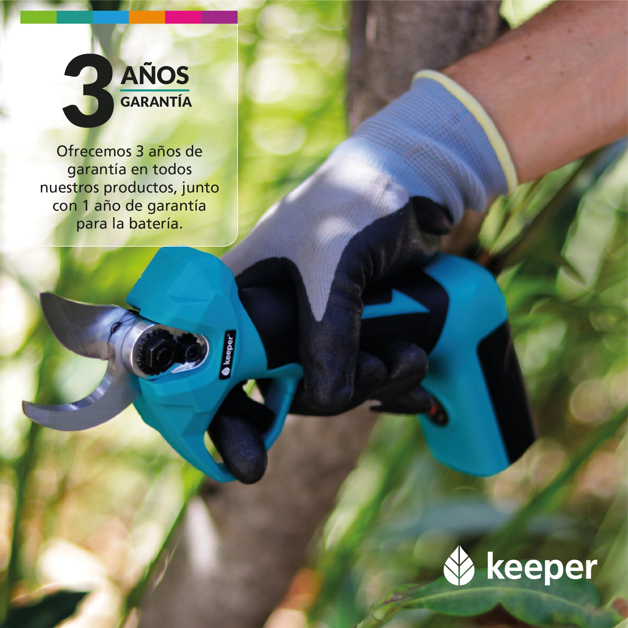 KEEPER KP25.Tijera de podar Eléctrica para jardinería inalambrica. Corte Ø 22 mm. Motor 7,2 V. 2,5 Ah.Autonomia de 3h. Batería extraible incluida. Carga USB.Poda Eléctrica. Jardineria Profesional