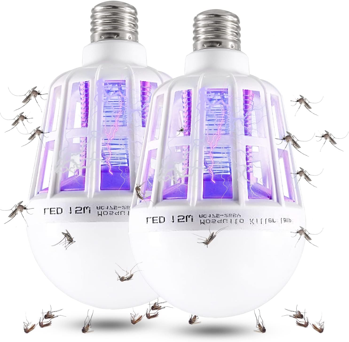 Apder 2 Pack Bug Zapper Electronic Mosquito Killer Fly Trap,Fits 110V E27 Light Bulb Socket Suit for Indoor Outdoor,Brown