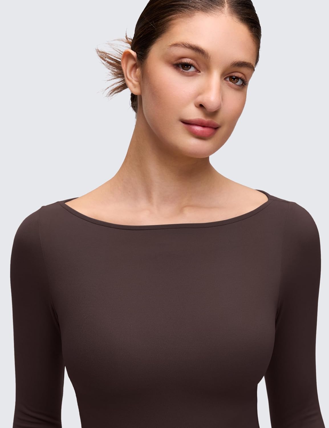 CRZ YOGA Softembrace Boat Neck Long Sleeve Shirts for Women - Casual Going Out Tops Soft Stretchy Fitted Fall T-Shirts - Image 3