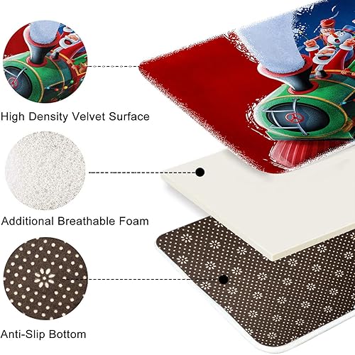 Miniatura 6 de Emvency Juego de cortinas de ducha de Navidad con tapa de inodoro y alfombras antideslizantes, juego de 4 alfombras de baño divertidas de Papá Noel