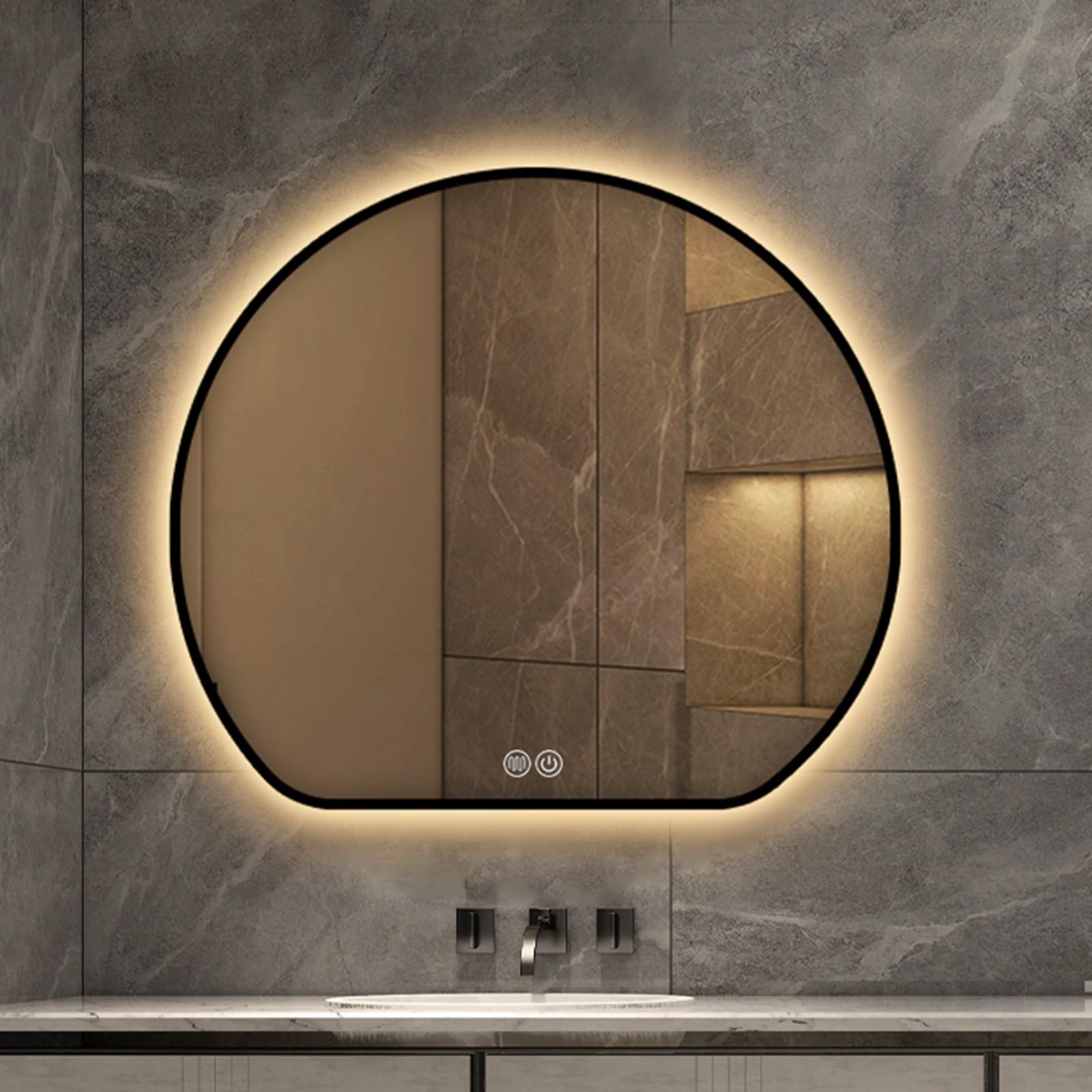 Miroir de salle de bain mural à DEL tactile éclairant avec miroir anti-buée moderne