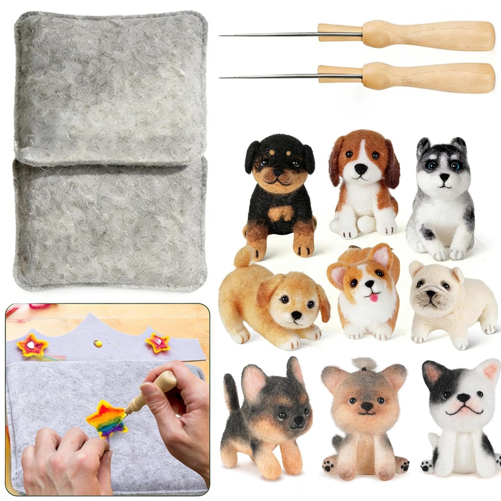 AurolaGlow Needle Felting Kit, 2-Piece Felting Mat Set including 2 Felting Needles