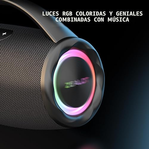 Miniatura 5 de ZEALOT Altavoz Bluetooth inalámbrico con luces, graves en auge de 80 W, entrada de tarjeta USBAUXTF de 0.138 in, IPX6 impermeable, BT 5.2, tiempo de