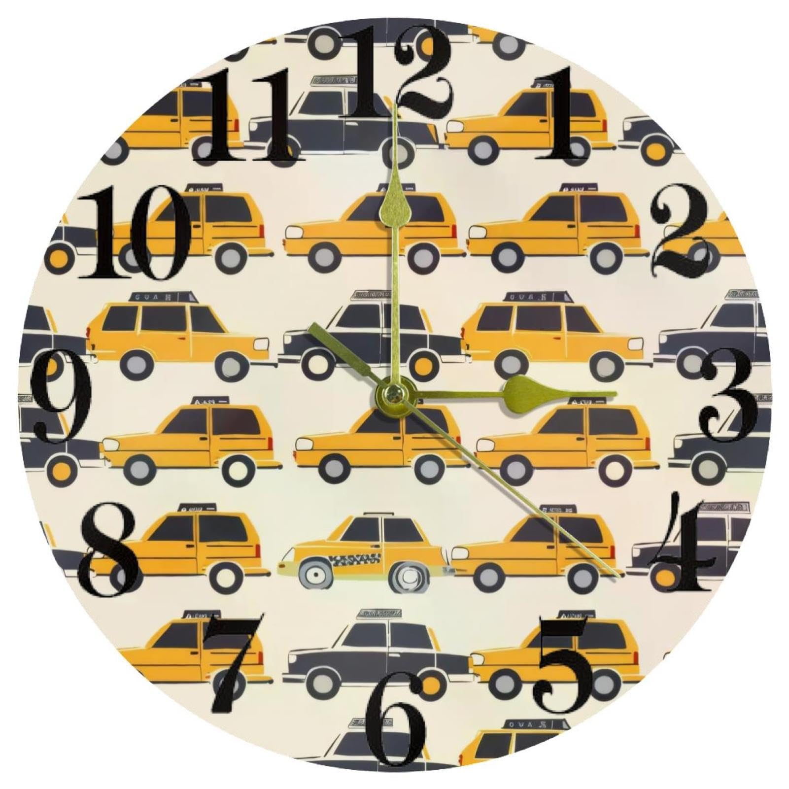 Horloge murale silencieuse à quartz sans tic-tac Rows of Taxi ronde pour chambre