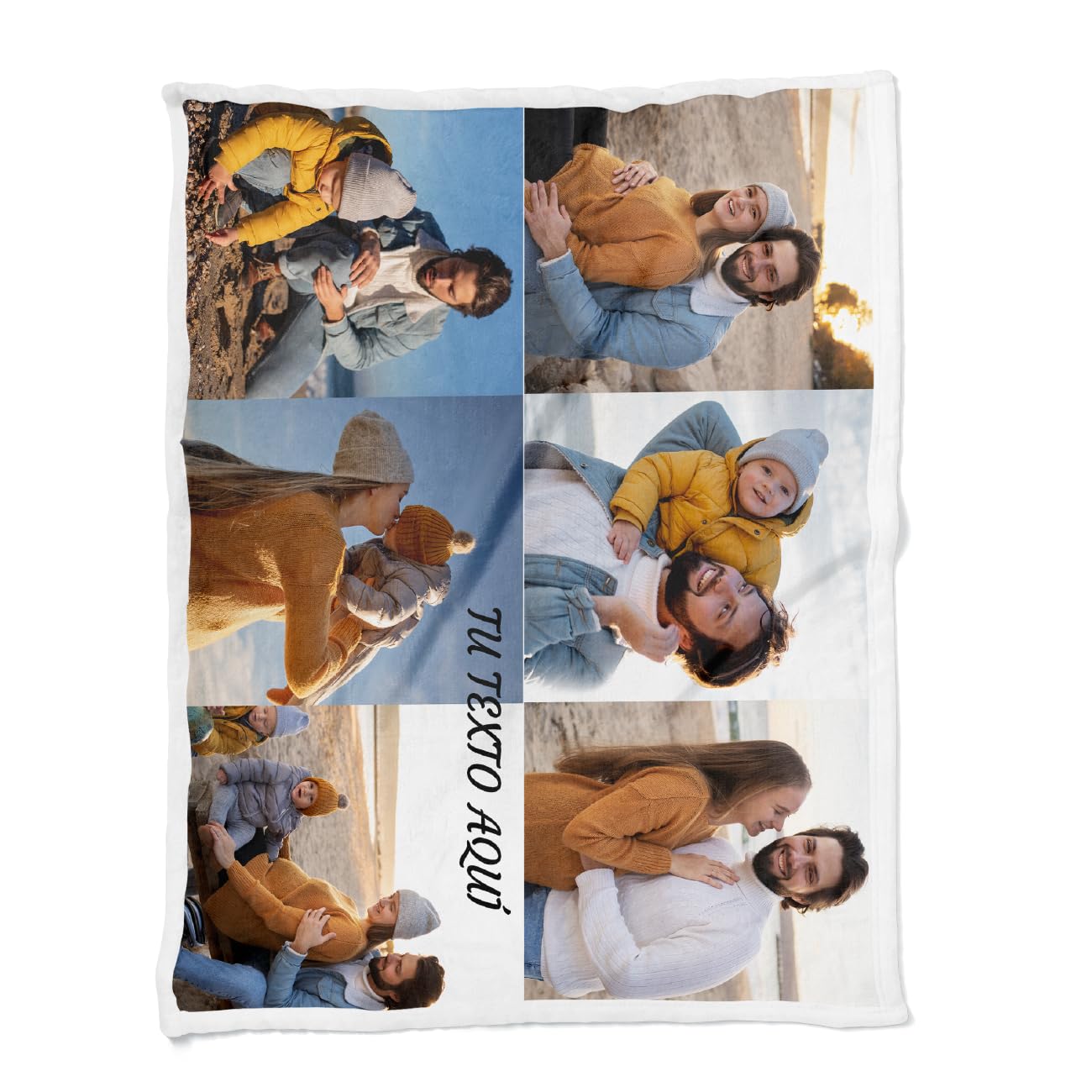 ZPUBLI+ Manta Personalizada Collage con Foto y Texto. (6 Fotos, 105x75)