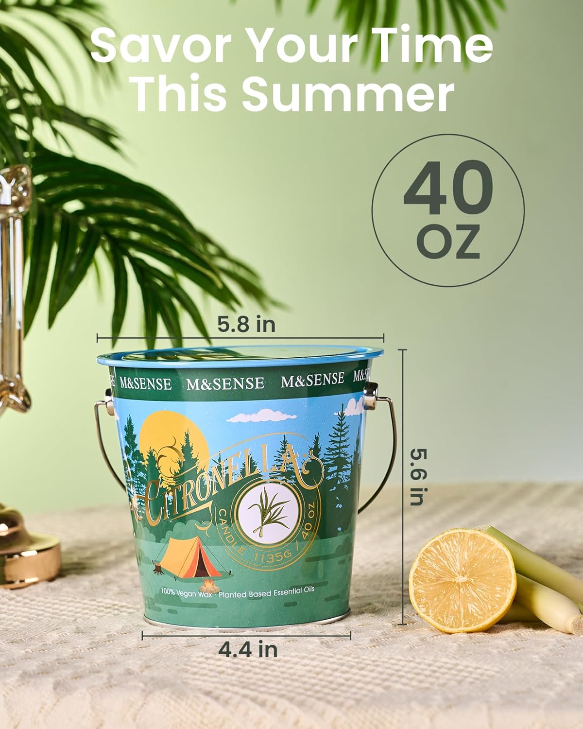 Citronella Candles Outdoor, 250 Hours Burn Natural Citronella Oil Soy Candle for Patio Camping, 40 oz Large Long Lasting Lemongrass Summer Candles for Indoor Home Scented