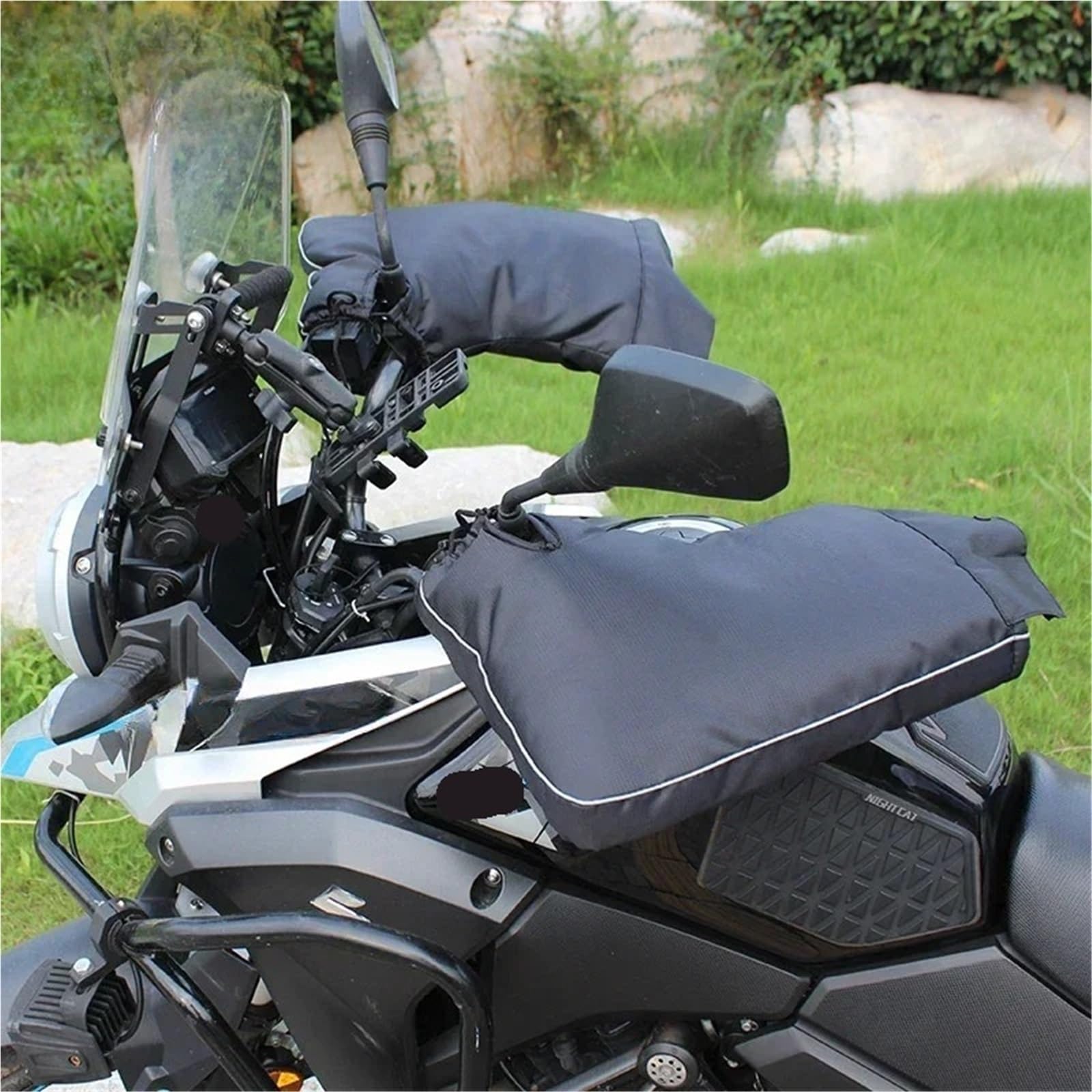 Rękawiczki na kierownicę, Pasek odblaskowy Ciepła osłona uchwytu do jazdy na motocyklach i skuterach(Black Small mouth)