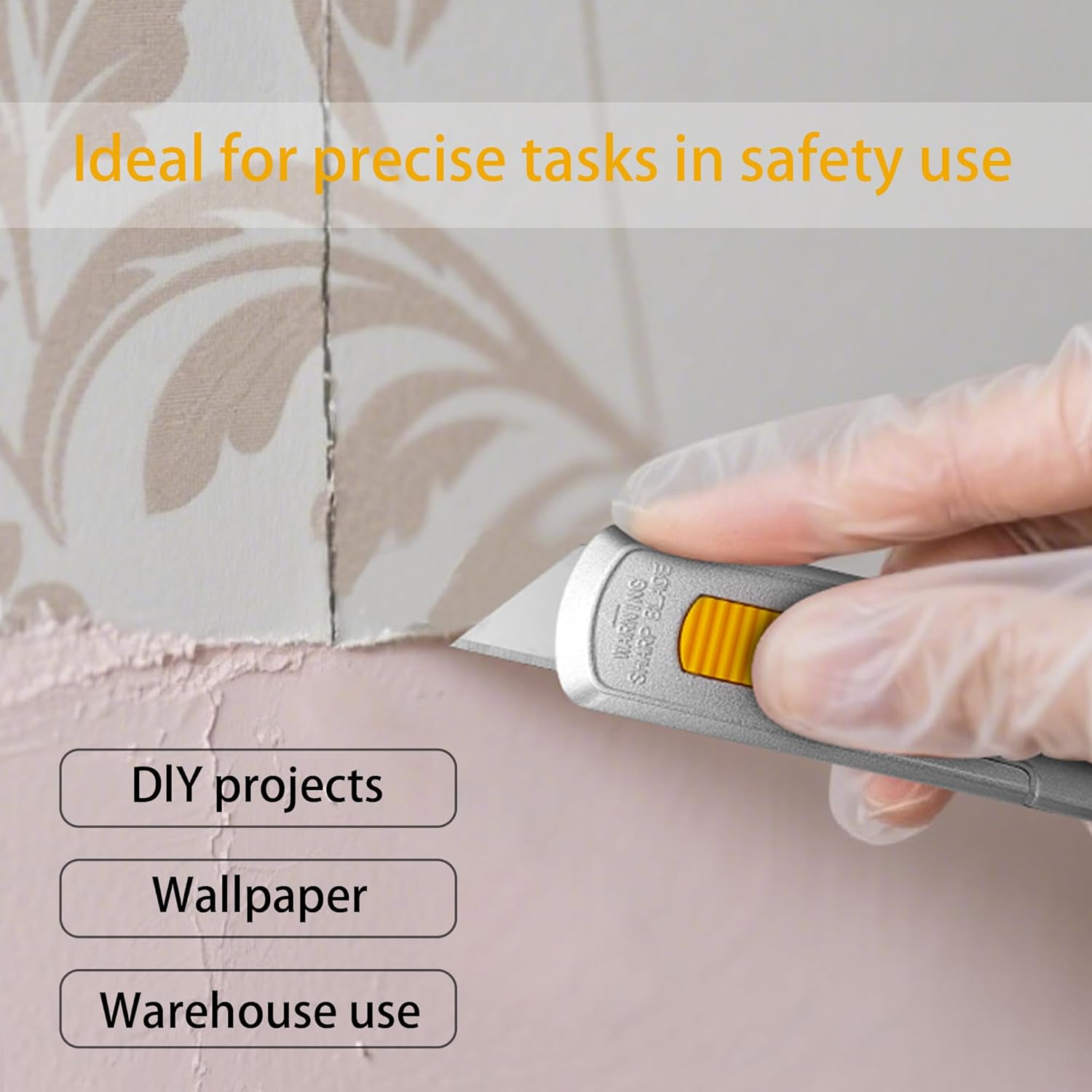 XW Mini Safety Utility Knife Compact Auto Retractable Box Cutter with Safety Lock, Extra 10 PCS Utility Blades Included