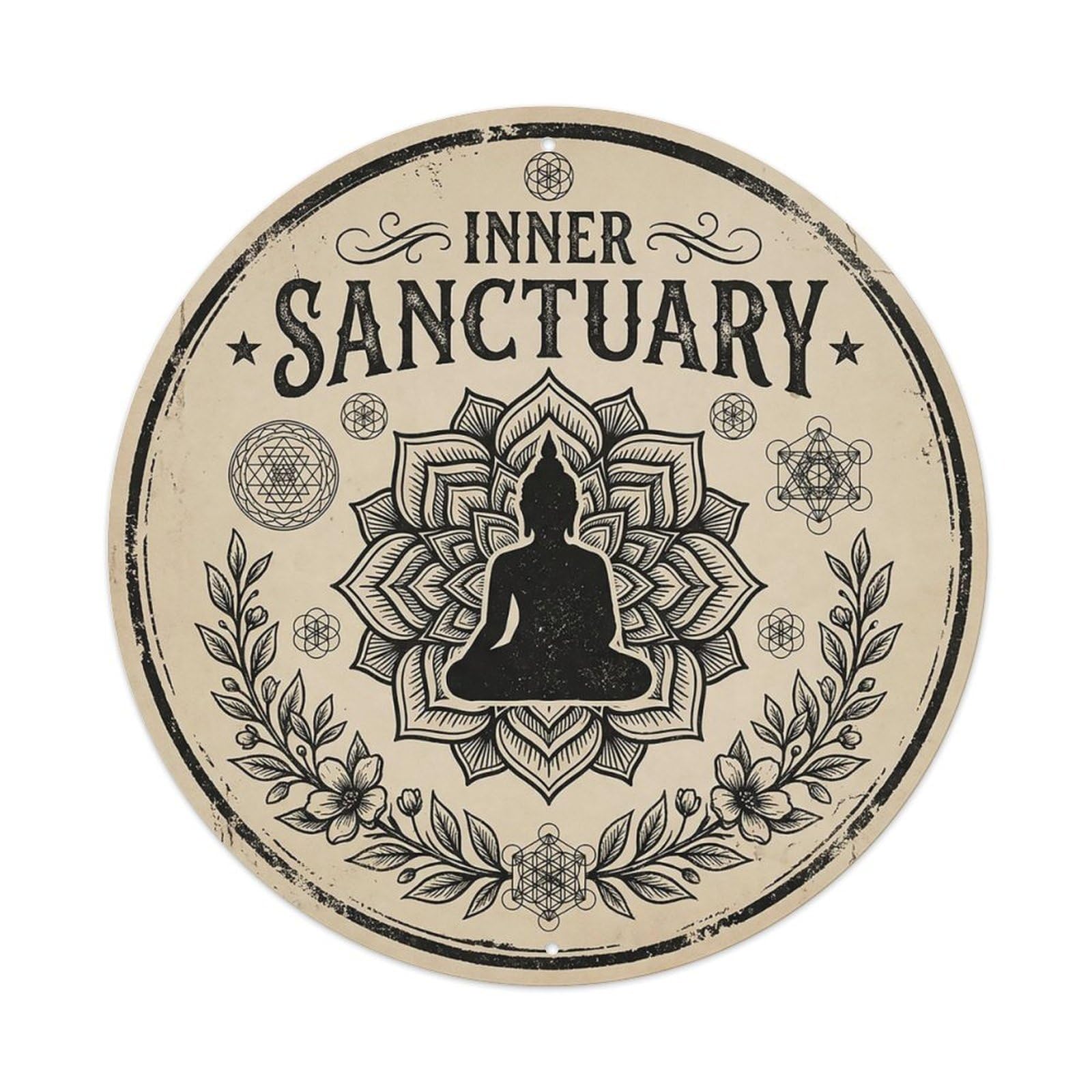 Zen Flower Meditation Den Sanctuary Metal Tin Sign