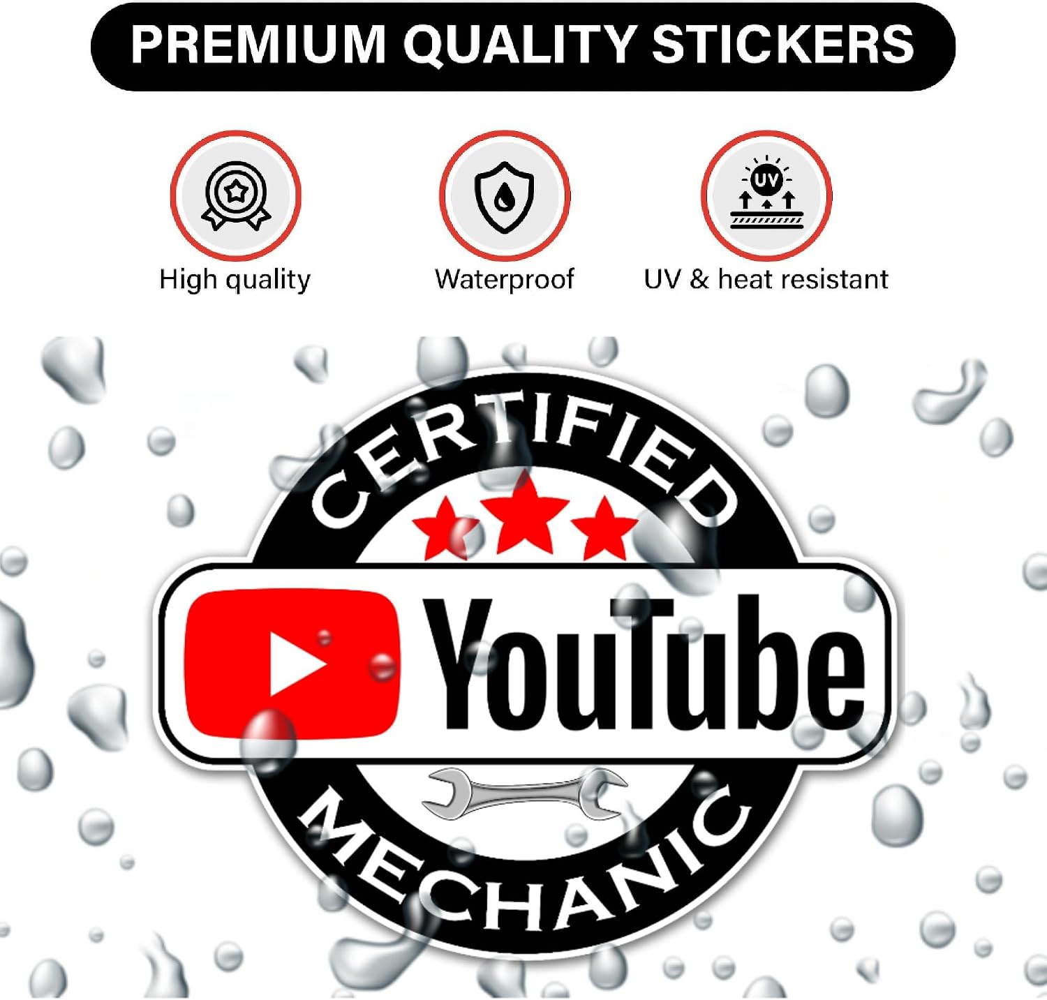 (2 Pack) Certified YouTube Mechanic Funny Vinyl Waterproof Sticker Decal Car Laptop Wall Window Tumbler Cup Bumper Sticker by Lumiere Tech (6"*6.5") YouTube Mechanic