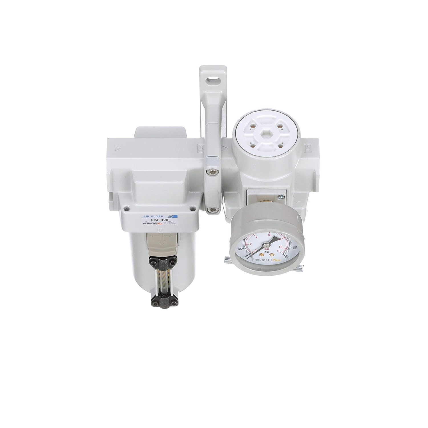 PneumaticPlus SAU420T-N06G-MEP Compressed Air Filter Regulator Combo 3/4" NPT -T-Handle, Manual Drain, Metal Bowl