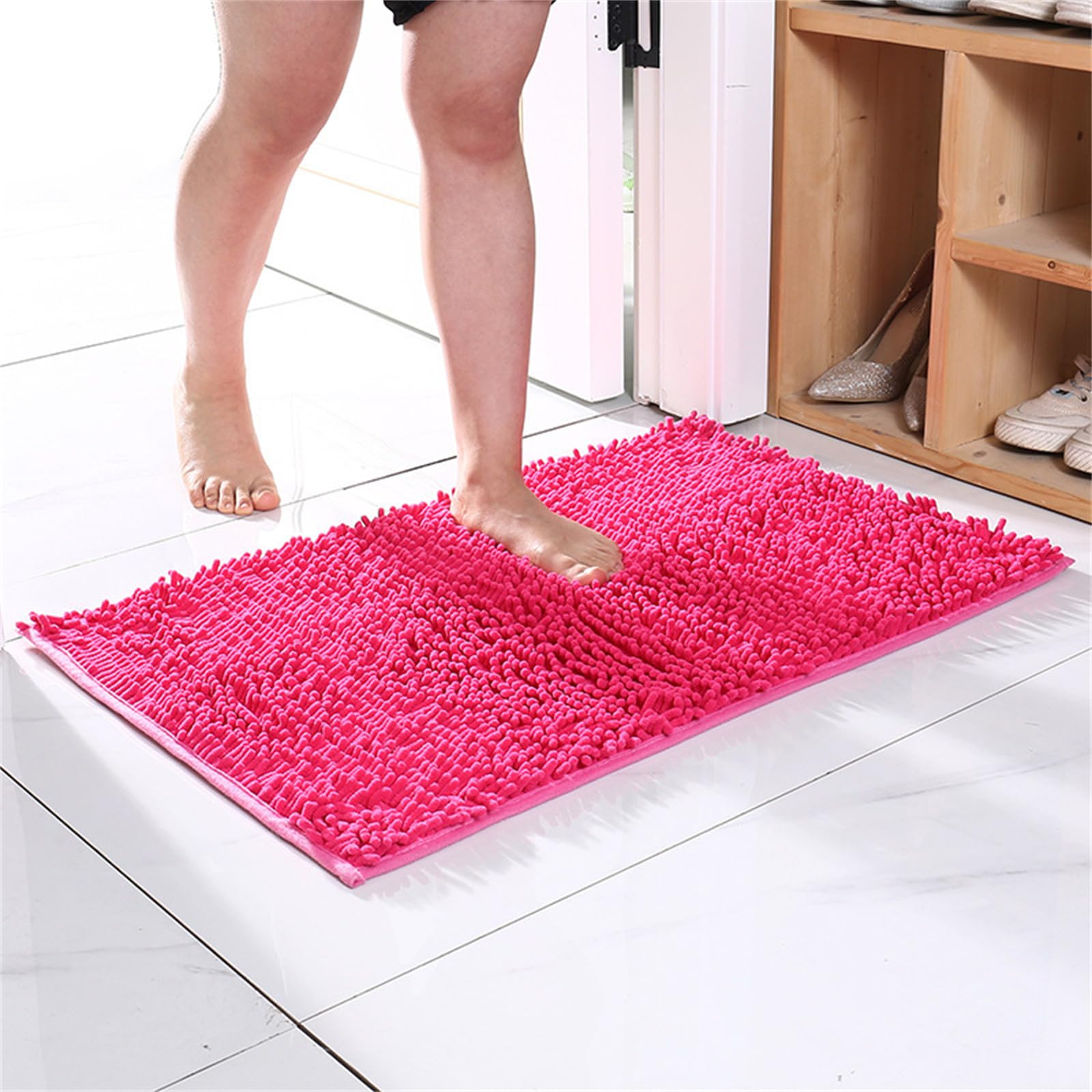 Tapis de bain en chenille doux et confortable, antidérapant, lavable en machine, pour salle de bain, 70 x 140 cm, idéal décoration d'intérieur, absorbant, séchage rapide, design antidérapant
