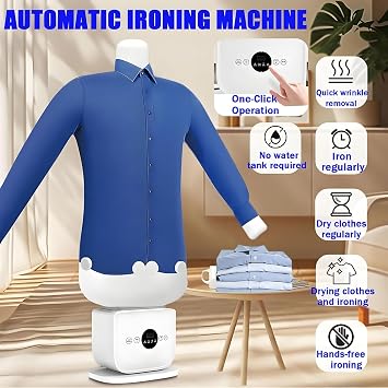 Shirt Iron, 2026 Upgrade Touch Type Humanoid Automatic Ironing Machine 3.0, 360 Without Blind Spots Drying/Ironing Machine, One-Click Use, 8 Minutes Quick Ironed Dry, for All Fabrics (1 Kit)