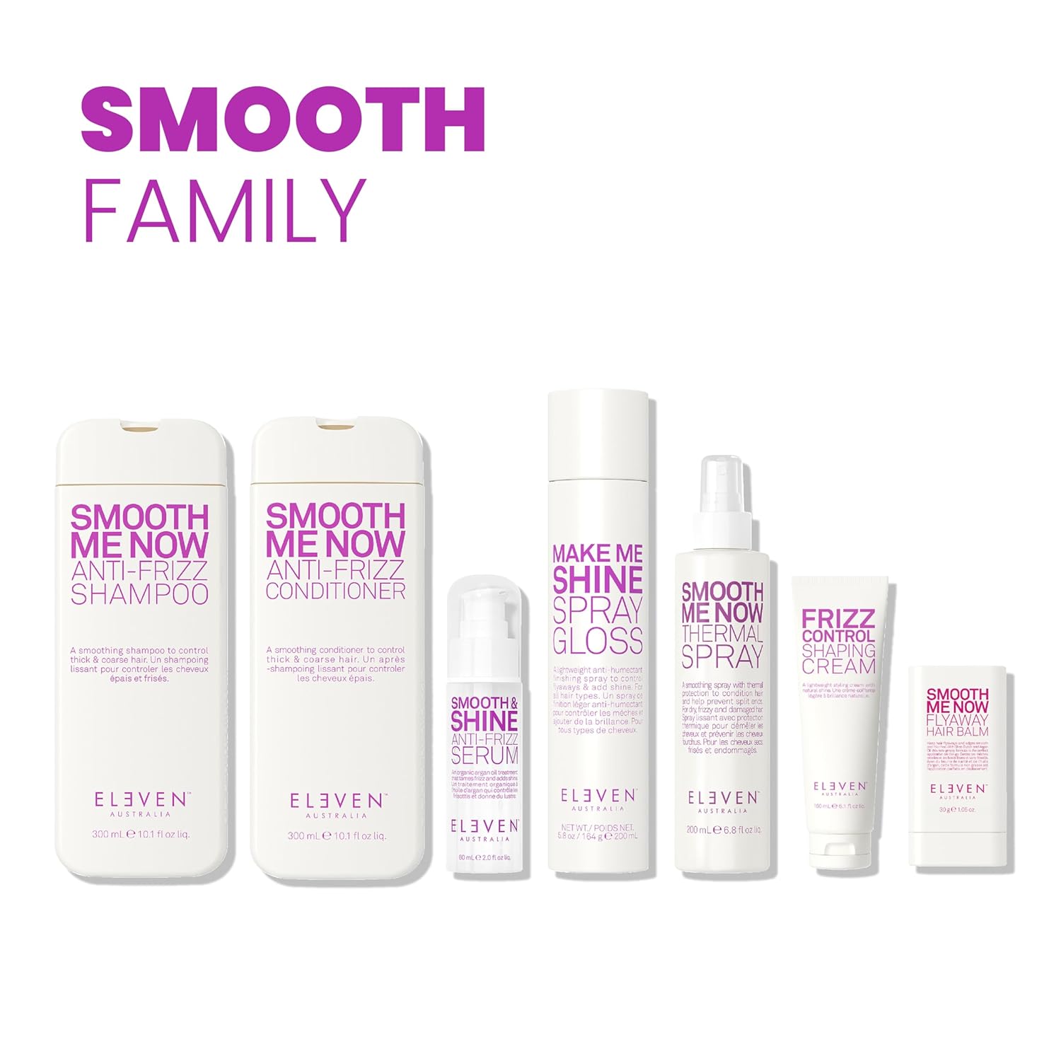 ELEVEN AUSTRALIA Smooth Me Now Anti-Frizz Shampoo for Frizz Control, Smoothing Shampoo for Damaged and Frizzy Hair, Moisturizes & Protects, Enhances Smoothness, Sulfate-Free