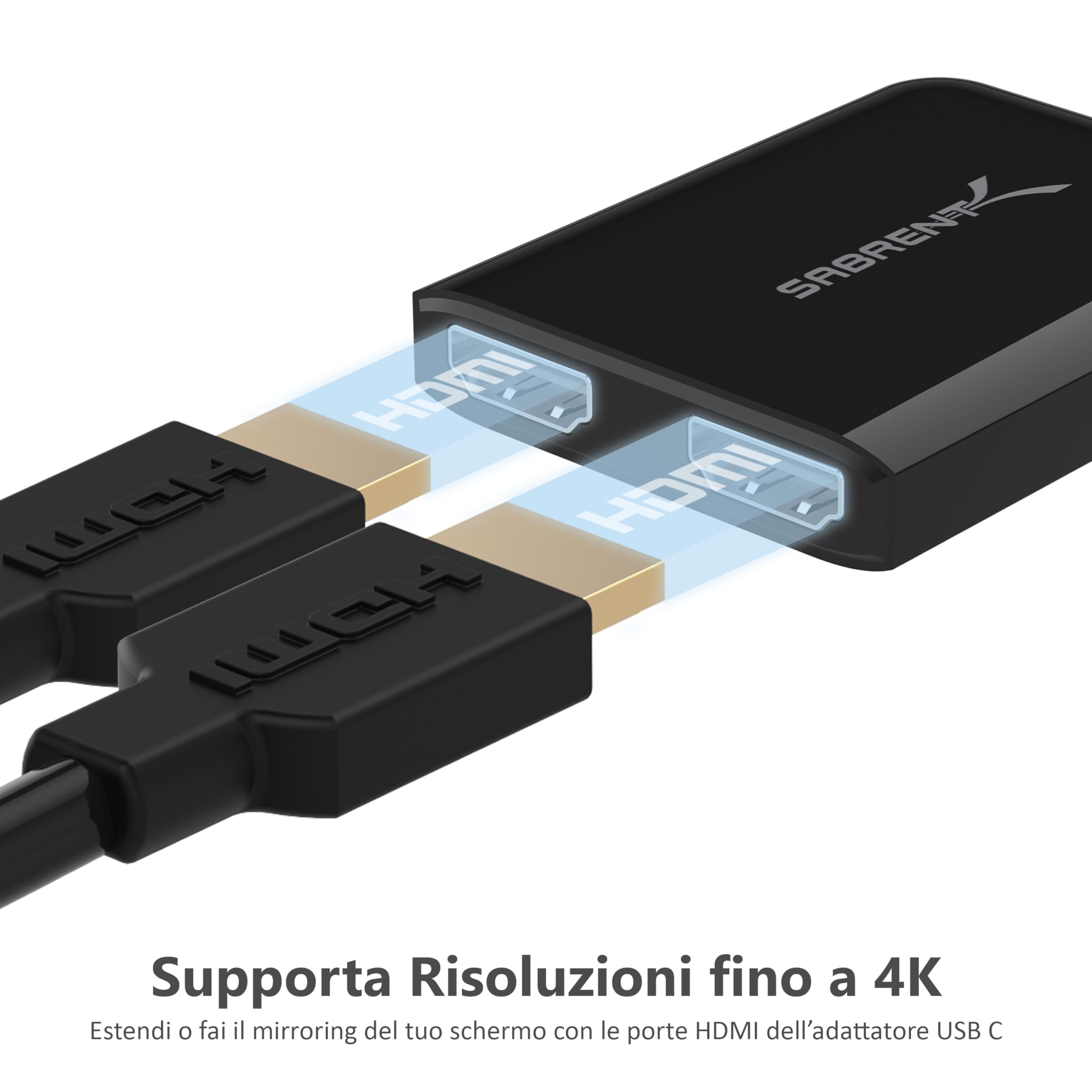 SABRENT Adattatore da USB Tipo C a Doppio HDMI [Compatibile Solo con i Sistemi Windows] (DA-UCDH)