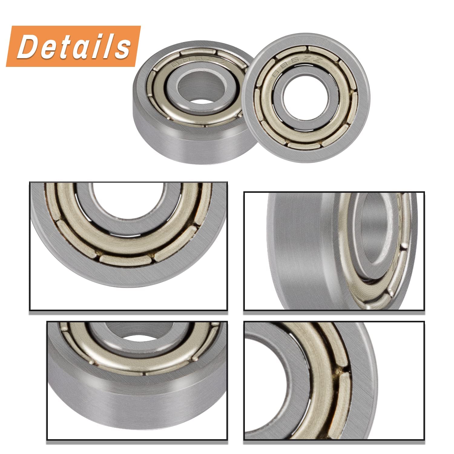 686ZZ Deep Groove Ball Bearings 6x13x5mm Double Shielded Chrome Steel P6 10pcs