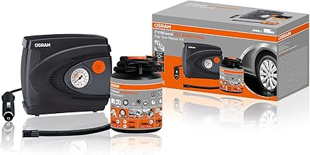 Osram TYREseal Kit Essential 450ml Tyre Sealant & Premium Analogue Tyre Inflator TPMS Approved with Storage Box - Orange