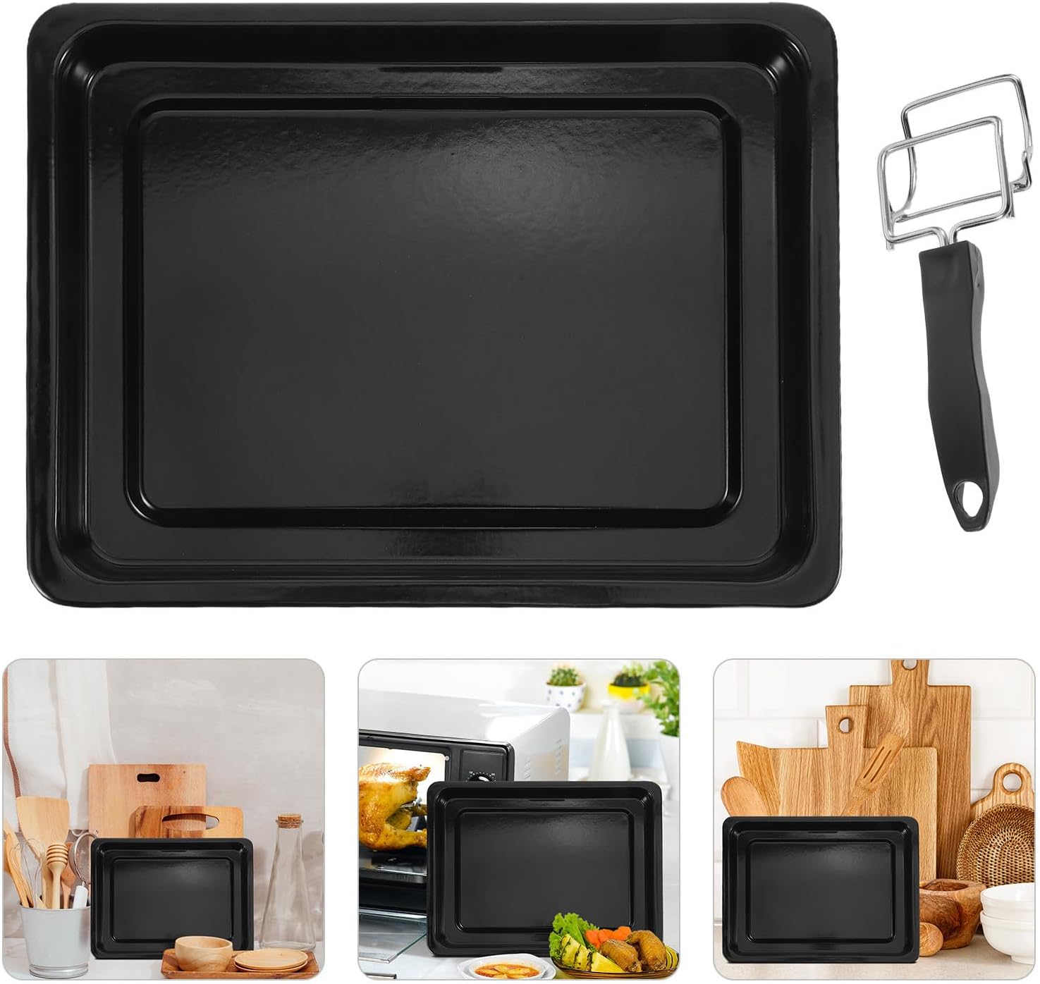 Oven Tray Handle and Baking Pan Clamp, Stainless Steel and Plastic Construction with Nonstick Surface, Heat Resistant Gripper for Safe Cooking and Baking