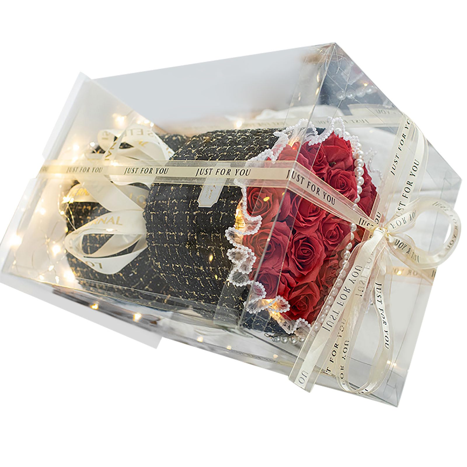 Qusinfc Soap Rose Bouquets Birthday Girlfriend Wife Artificial Flower with Gift Box Floral Arrangement Elegant Artificial Rose Soap Roses Flower