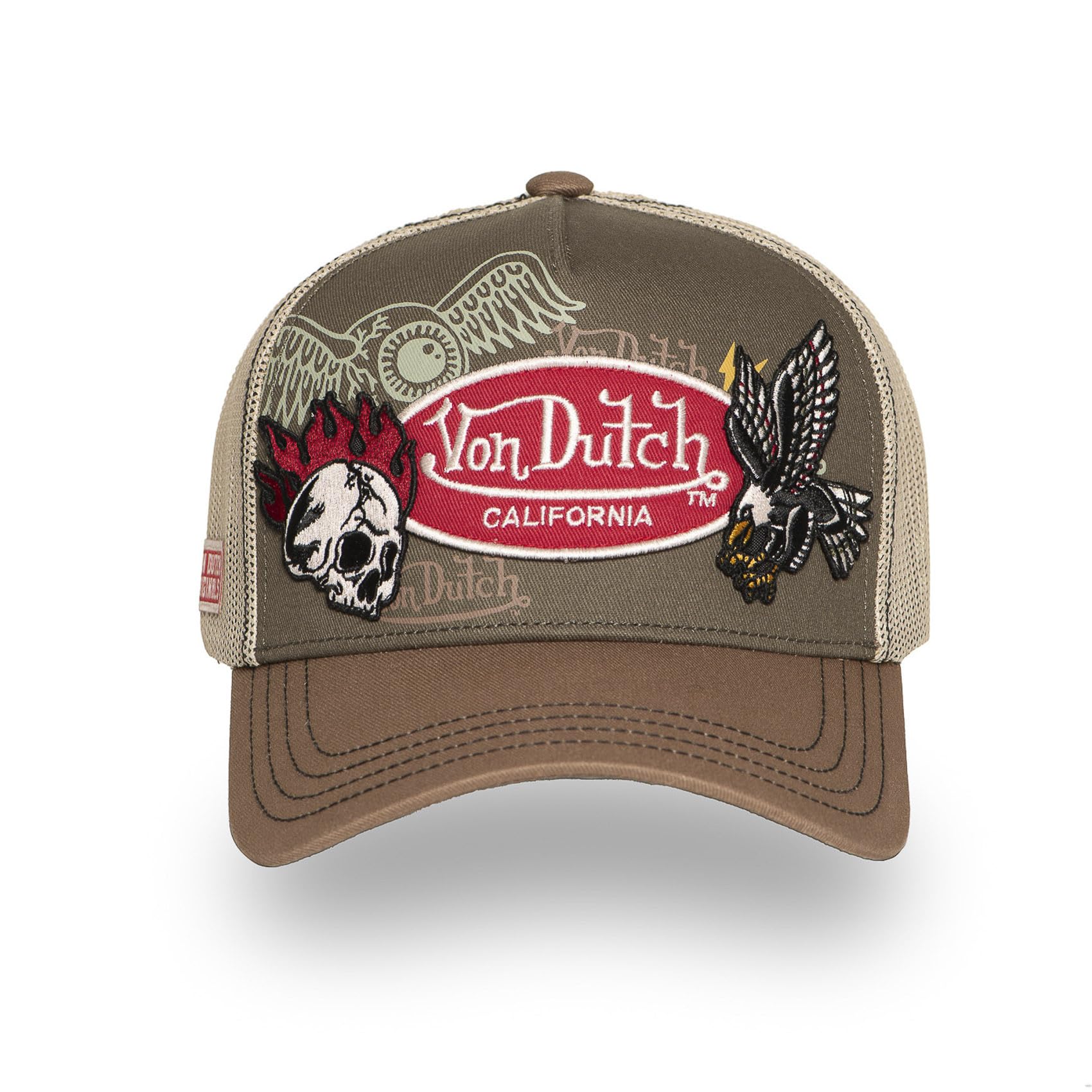 Von Dutch Casquette Homme & Femme, Trucker Patches, Kaki 12