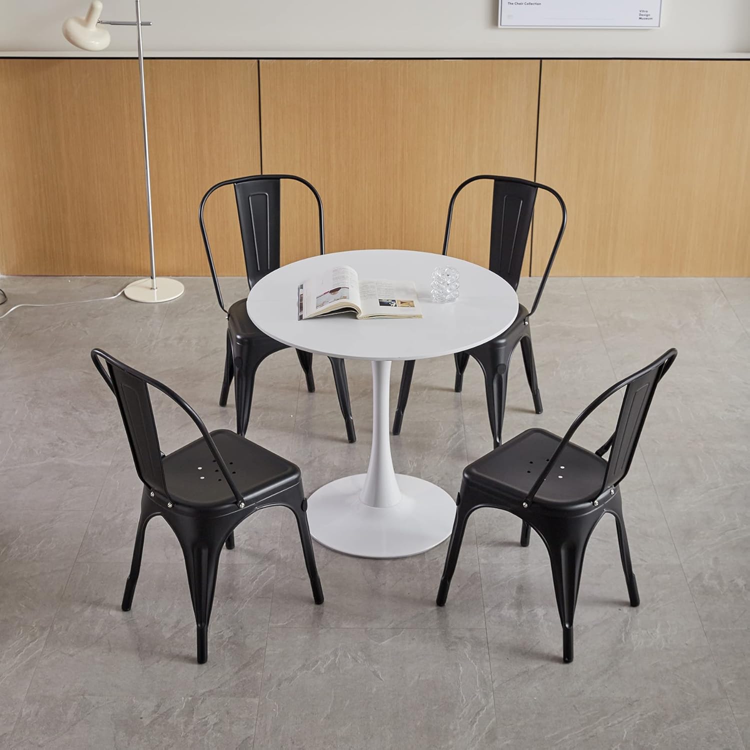 Symylife Metal Stackable Restaurant Dining Chair Patio Chairs 17.7" Seat Height