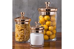 MyGift Clear Glass Apothecary Jars with Copper Lids (Set of 6)