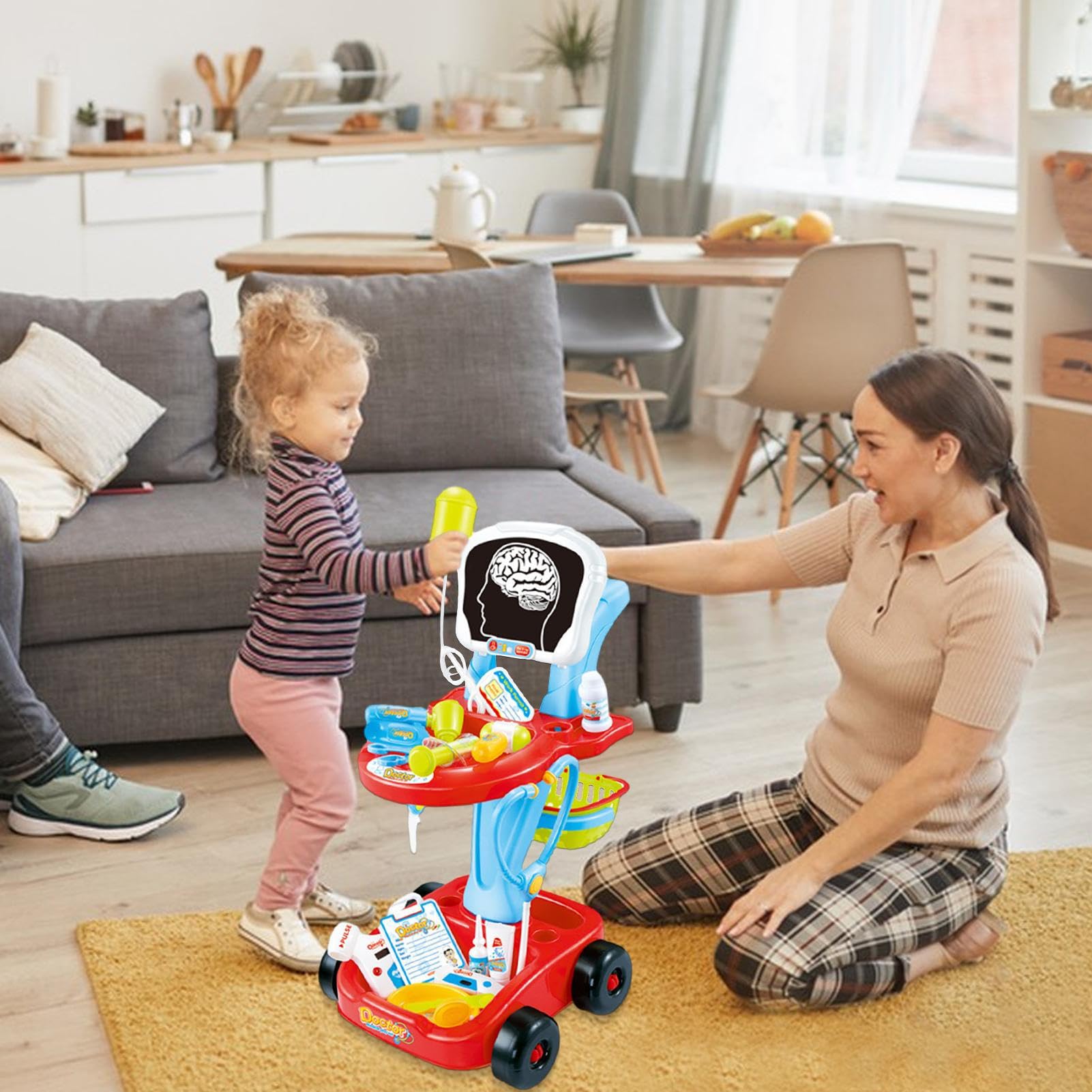 Juguetes Médicos | Kit De Carrito Médico Electrónico De Simulación | Conjunto De Juego De rol De Hospital Portátil con Accesorios | Regalo De Juego De rol De Médico Imaginativo para Niños Y Niña