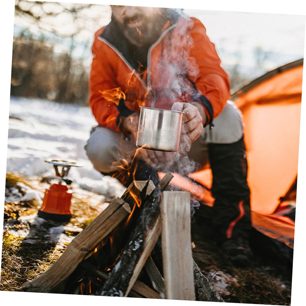 TOYANDONA Ensemble Cuisine de Camping 8 Pièces en Acier Inoxydable, Poêles et Casseroles Pliables pour 5-6 Personnes, Kit Ustensiles Barbecue Randonnée Outdoor, Set Popote Léger et Compact