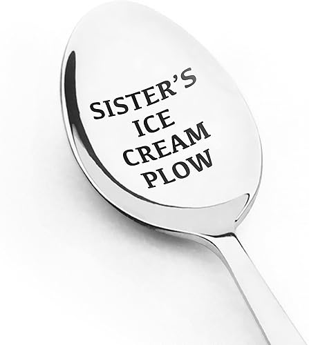 Sister's Ice Cream Plow Spoon - Cuchara grabada de acero inoxidable para amantes de los helados, divertida para mujer, regalo para Navidad y