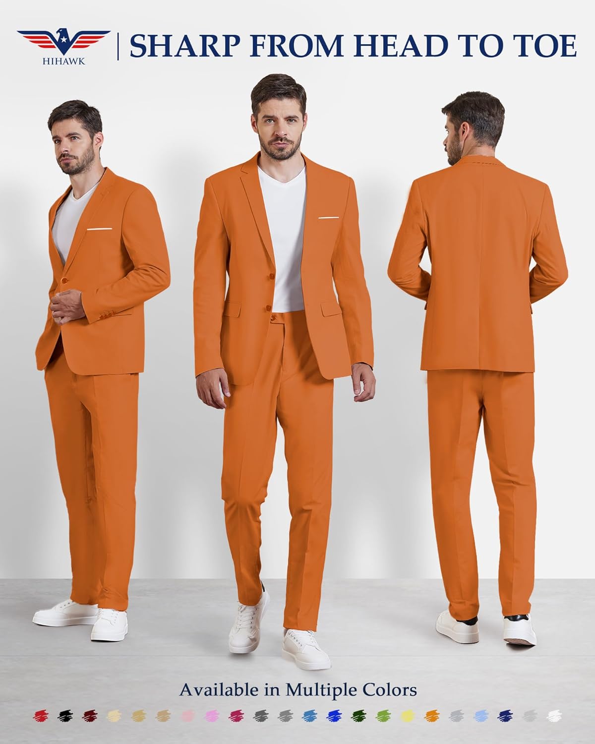 Hihawk Men's Linen Blazer, Two Button Slim Fit Casual Suit Jacket, Daily Lightweight Sport Coat