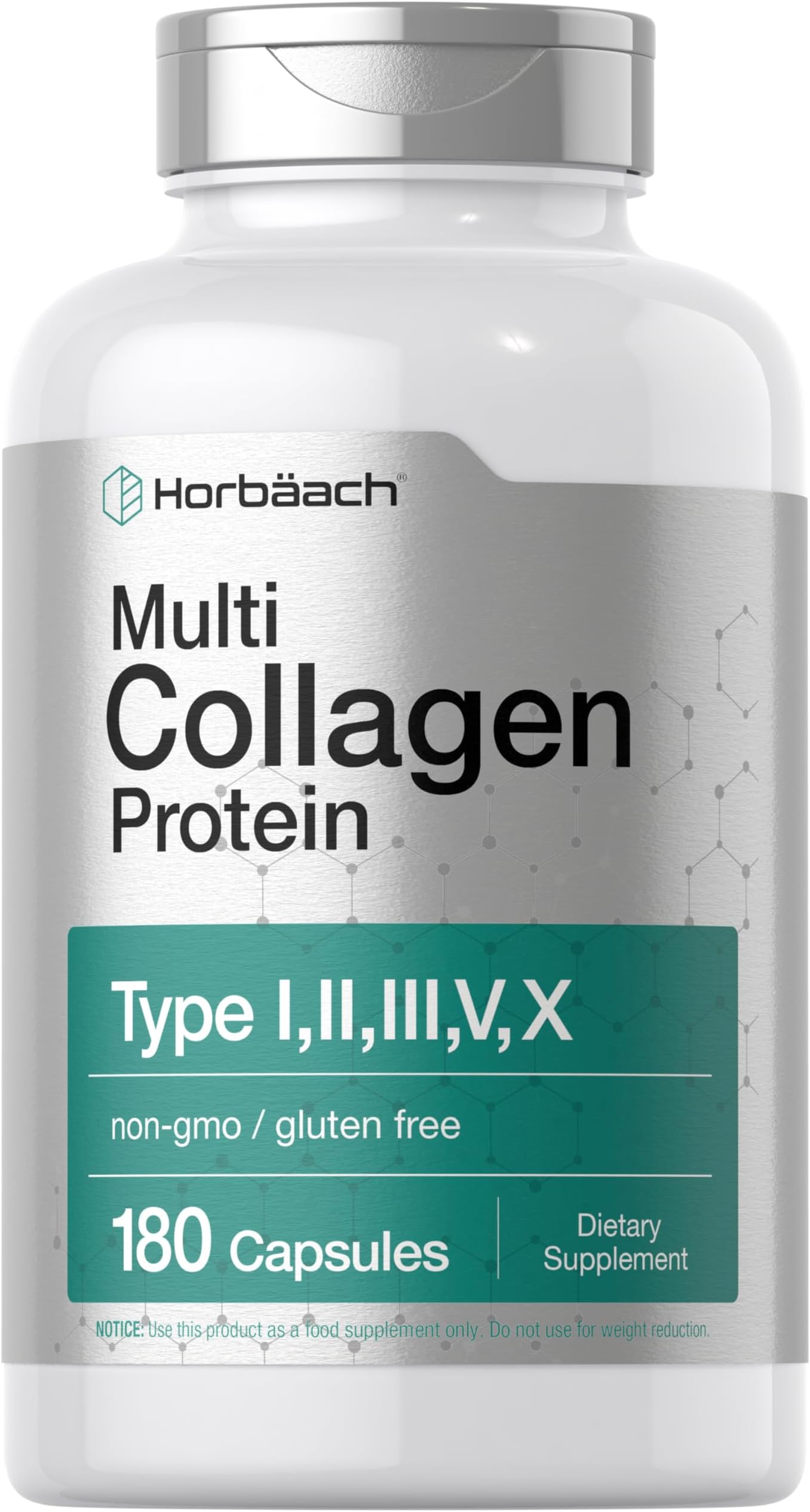 Multi Collagen Protein 2000 mg | 180 Capsules | Hydrolyzed Collagen Type I, II, III, V, X | Keto & Paleo Friendly, Non-GMO, Gluten Free Supplement