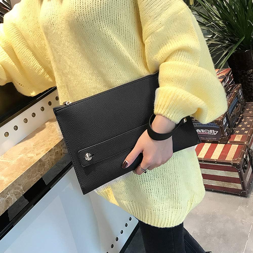 NIGEDU Women Envelope Clutch Bag PU Leather Female Day Clutches Large Purse Evening Bags with Wrist Strap - Image 2