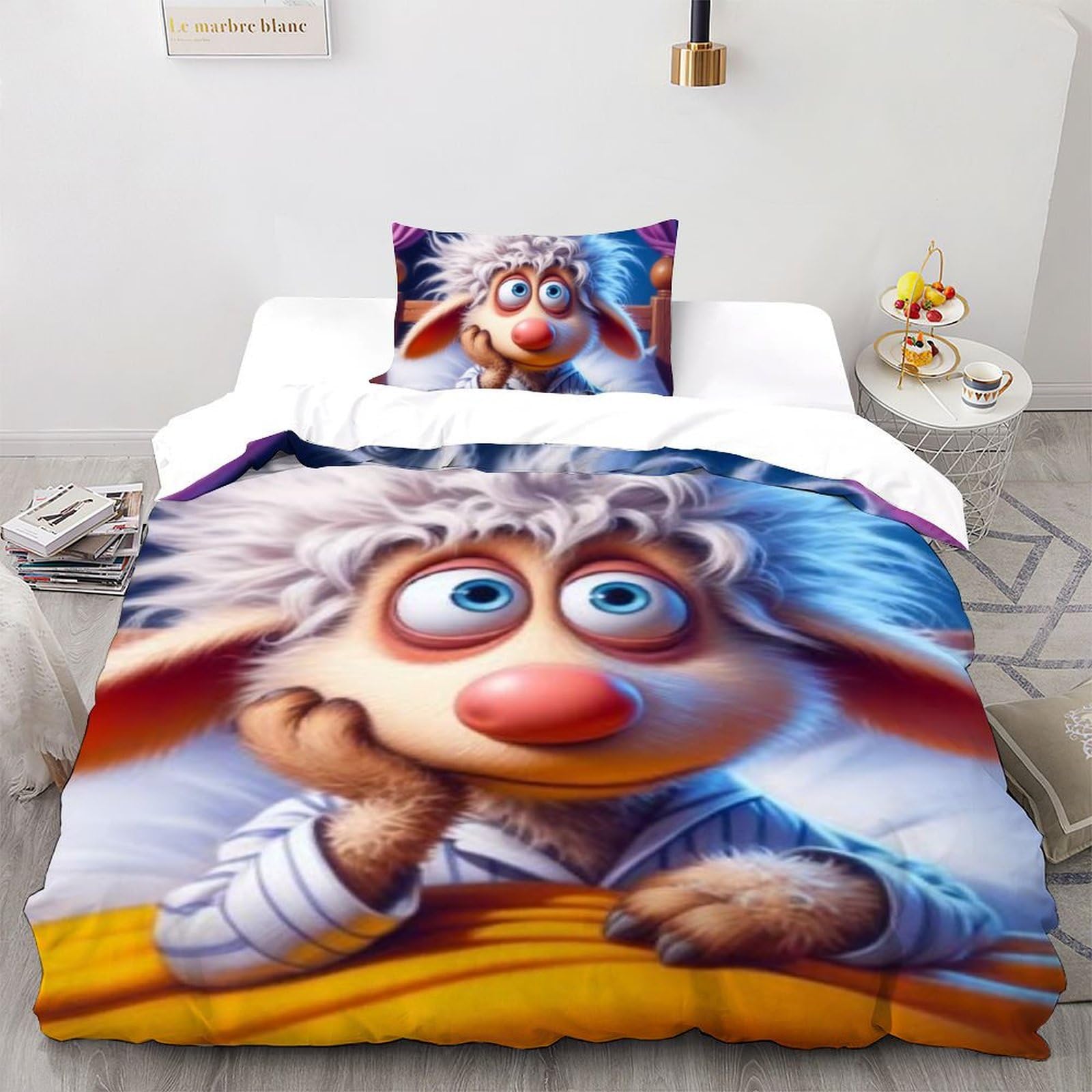Housse de couette chèvre 135x200 pour lit enfant en microfibre imprimé animal 3D