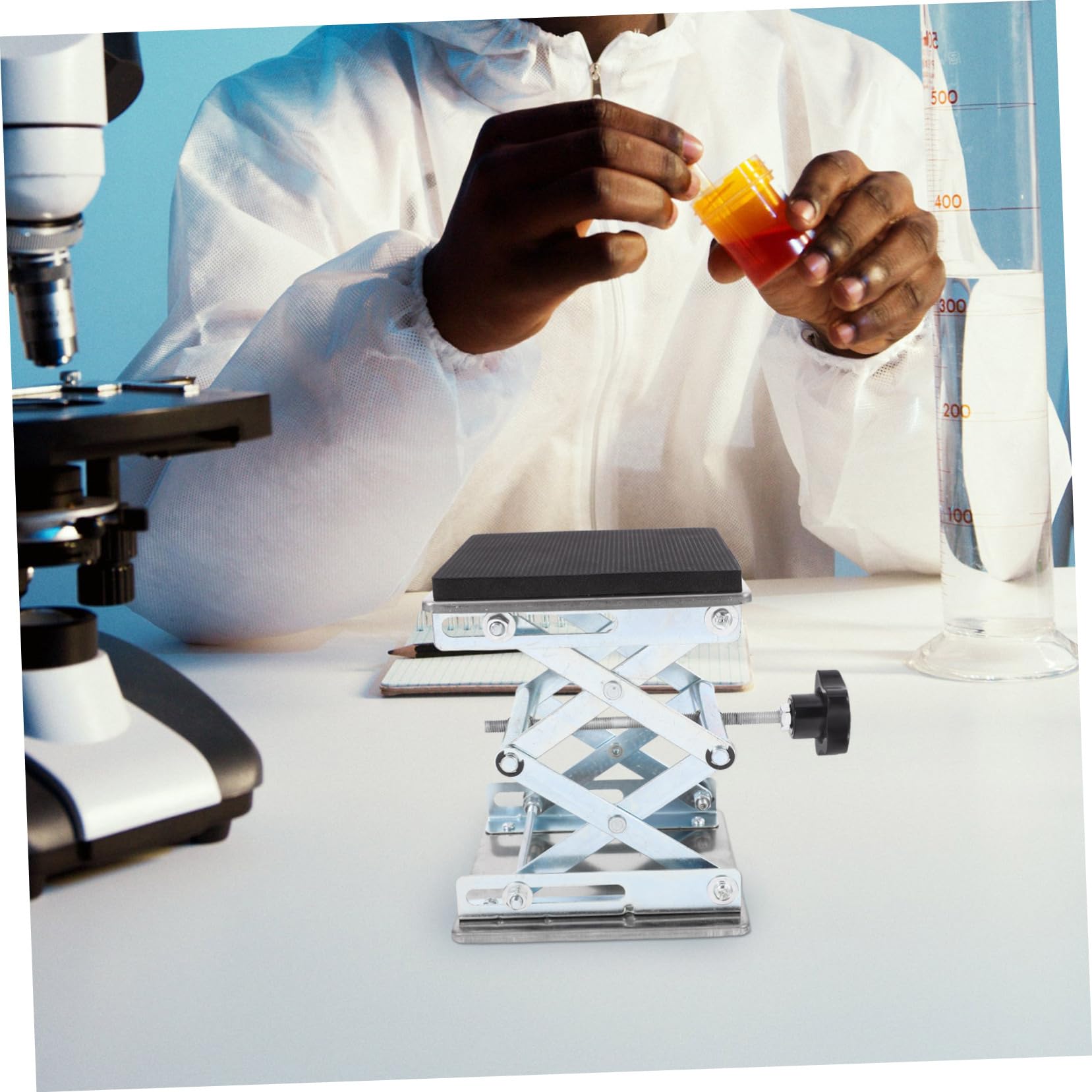Gatuida Plateforme Élévatrice de Laboratoire à Ciseaux Manuelle Support de Levage Robuste pour Cric Scientifique
