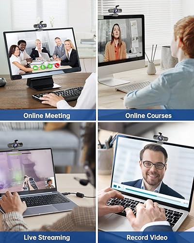 Miniatura 6 de Cámara web con micrófono cámaras web HD de 1080P 30 fps cámara web USB 20 reducción de ruido 3D y cámara web de ganancia automática para PC Mac