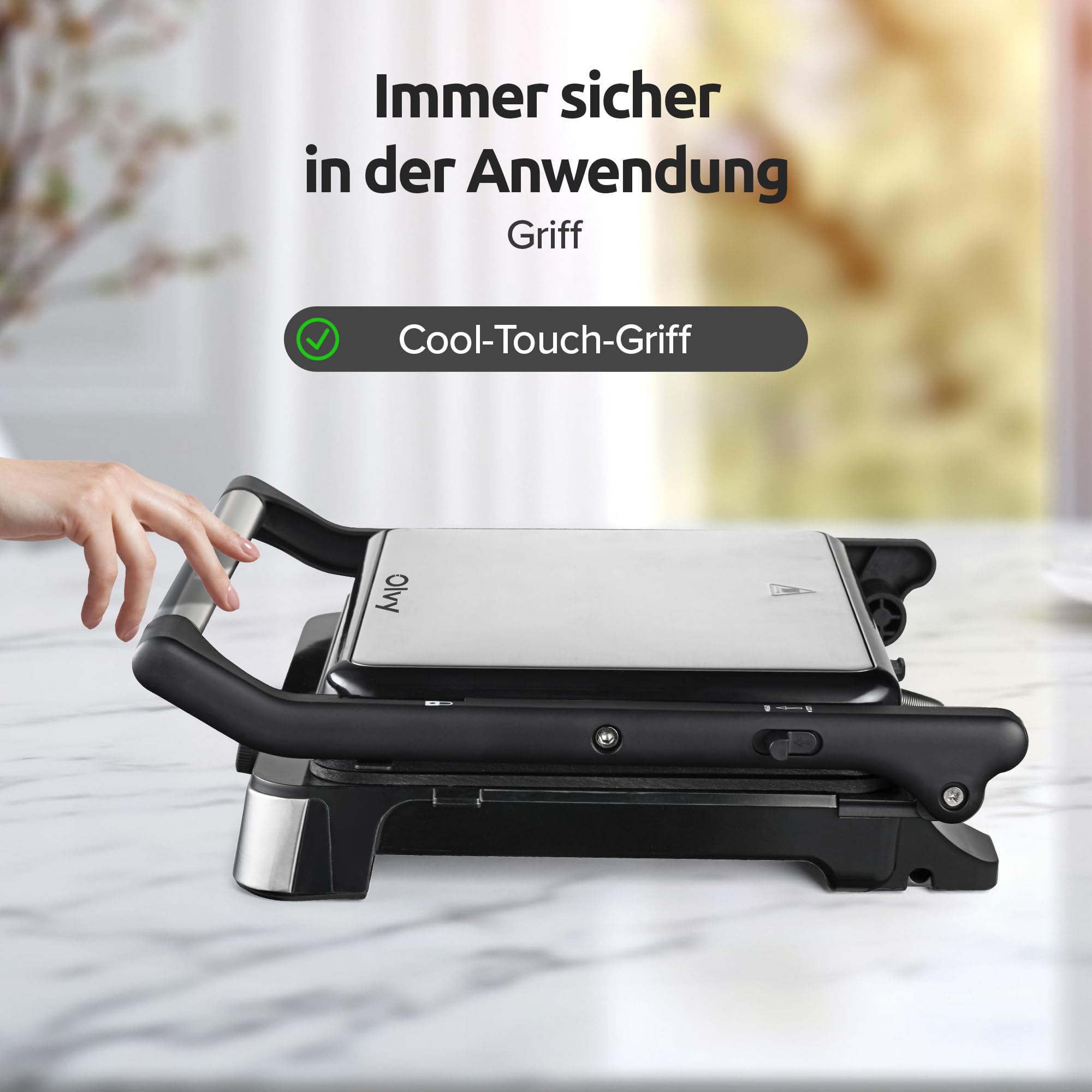 Olvy Sandwichmaker XXL Digitaler Kontaktgrill 3-in-1 Panini Maker 180° offener Grill einstellbare Temperatur Timer