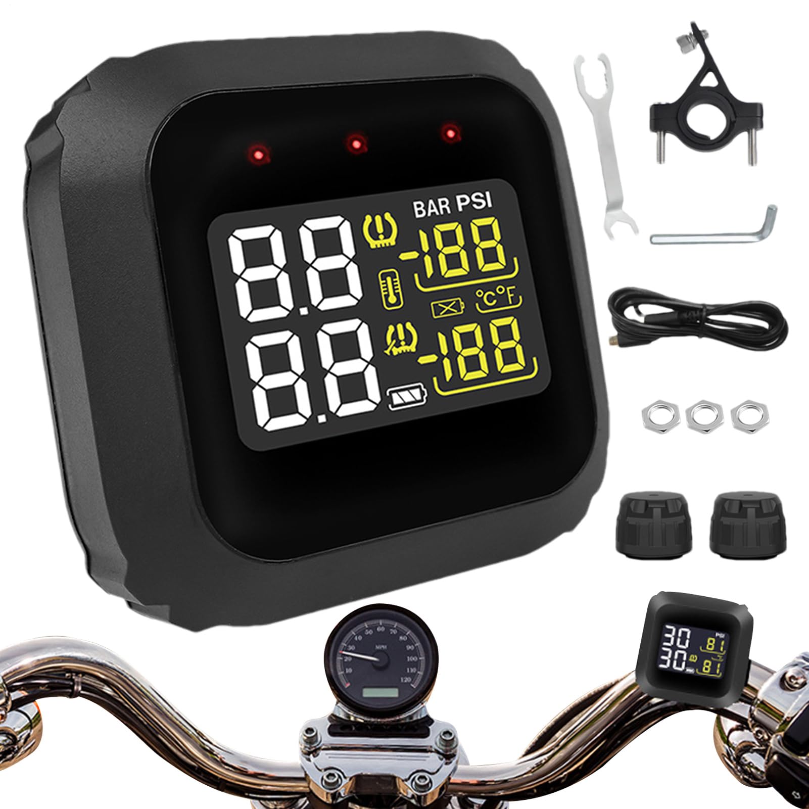 Manometro Digitale Strumento Portatile In Reale | Misuratore Di Pressione Pneumatici Per Riparazione Auto Viaggio Automobili Bicicletta Veicoli Manutenzione Camion Uomini