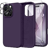 Vista 33 de GONEZ Funda de silicona para iPhone 14 Pro Max, compatible con MagSafe, con protector de pantalla + protector de lente de cámara, silicona líquida a