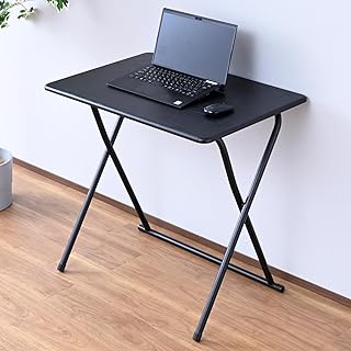Yamazen FOT-7050 (BK/MBK) Folding Desk, Compact Table, Foldable, Computer Desk, Space Saving, Width 27.6 x Depth 19.7 x Height 27.6 inches (70 x 50 x 70 cm), Finished Product, Black/Matte Black