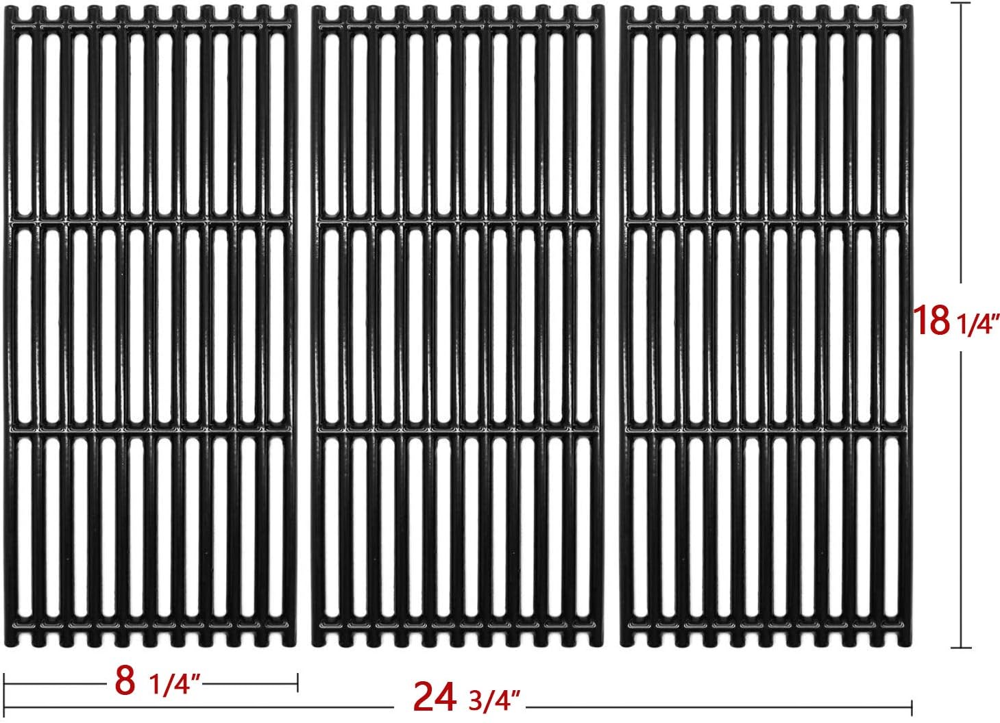 Hongso18 1/4 x 24 3/4 Inch Porcelain Cast Iron Cooking Grill Grates for Charbroil 463241314, 463241313, 463247109, 466241313, 466241314, 466242014, 466242314, Tru-Infrared 3 Burner Grills, PCB007