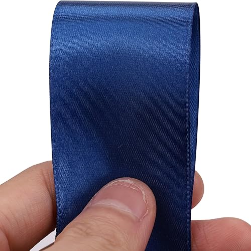 Miniatura 3 de Cinta de satén azul oscuro de 1-12 pulgadas de 50 yardas para envolver regalos, bodas, manualidades, Navidad, Pascua, flores, cabello, decoraciones