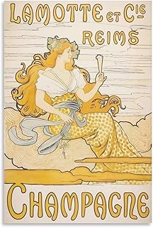 French Poster Art Nouveau Print Champagne Advertising Canvas Printing Poster Alcohol Print, For Cafe Beer Club Wall Home Decor 24x36inch(60x90cm)