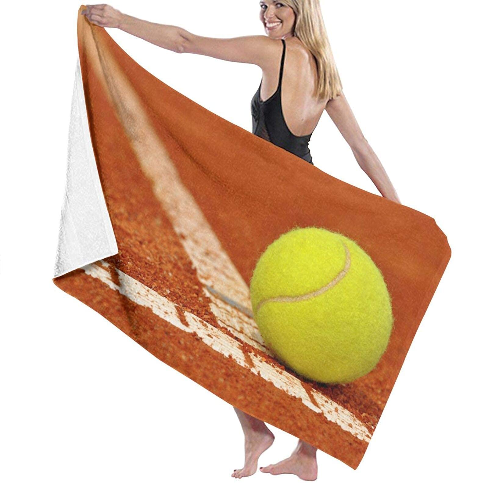 Tennis Beach Towel Oversized Sandproof Superfine Fiber Beach Towels for Adults Cute for Pool Tropical Vacations Hawaii Swimming Beach Picnic Swimming Class Cruise Exercise or Training 32INx52IN