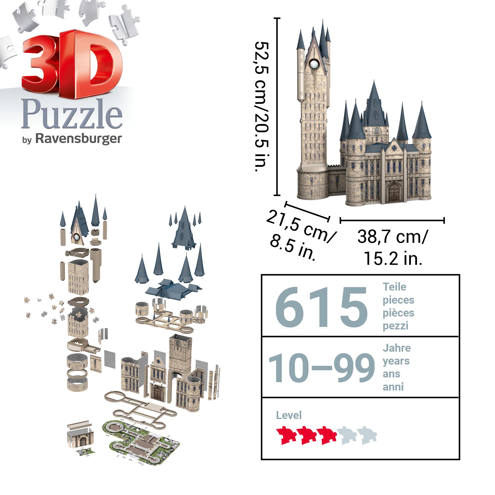 Ravensburger 3D Puzzle 11277 - Harry Potter Hogwarts Schloss - Astronomieturm - 615 Teile - Für alle Harry Potter Fans ab 10 Jahren