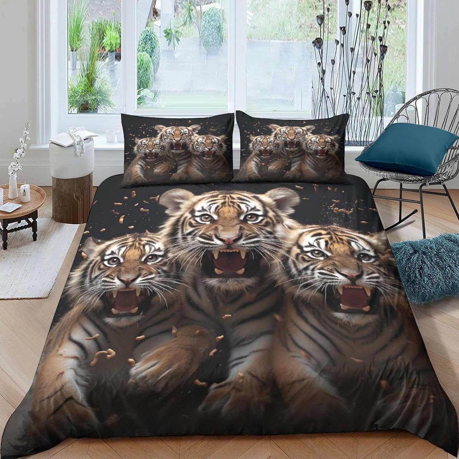Parure de lit tigre 200x200 cm pour chambre d'enfant et ado