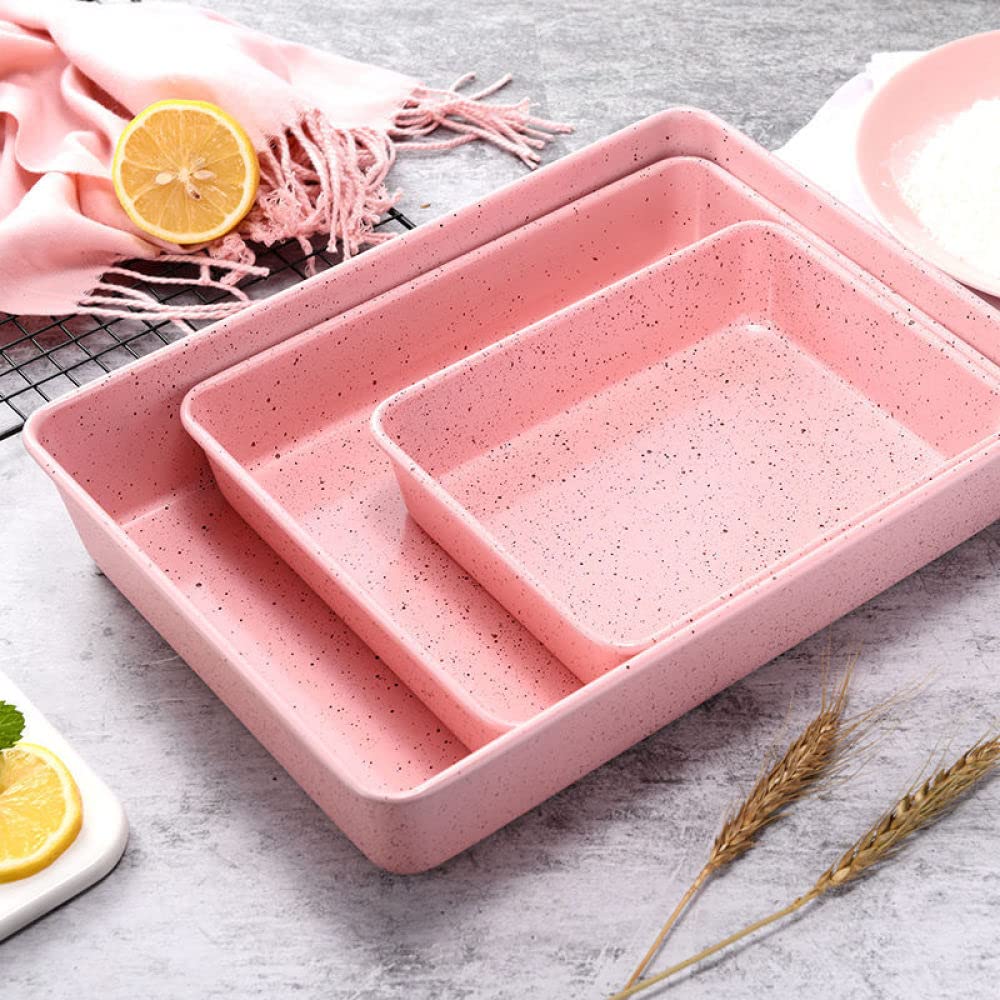 Prostokątna blacha do pieczenia ciasta ze stali węglowej Non-stick Diy Ciasto Głębokie patelnie Naczynia do pieczenia (11 cali różowy)